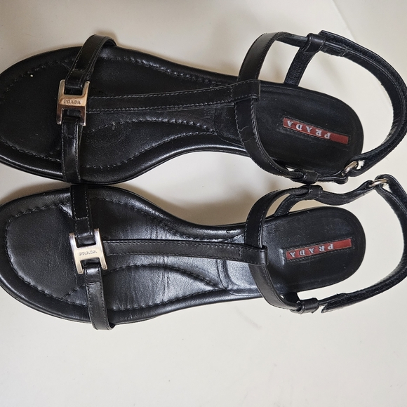 Vintage PRADA open toe slingback kitten heels sandals Size 39.5 / US 8.5 - Picture 8 of 15